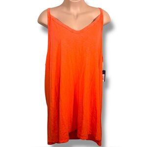 New 4x Universal Thread Orange Tank Dress Cotton Stretch Vneck Casual Vibrant